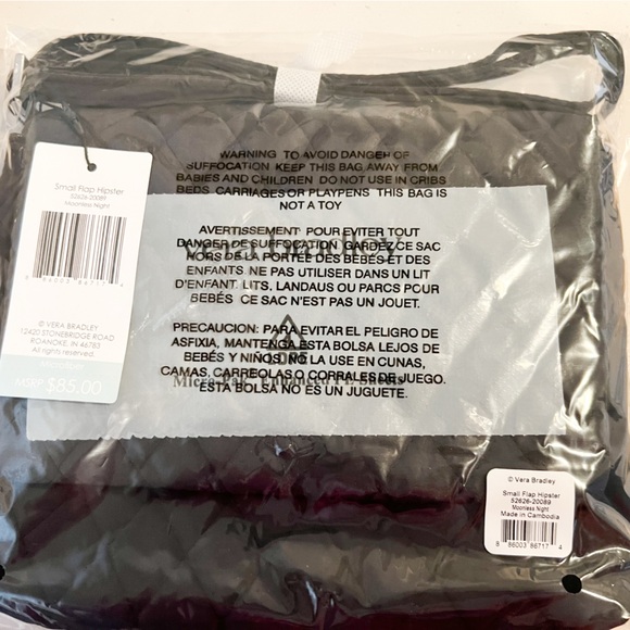 NWT: Vera Bradley Small Flap Hipster - Small / Moonless Night - Picture 3 of 3